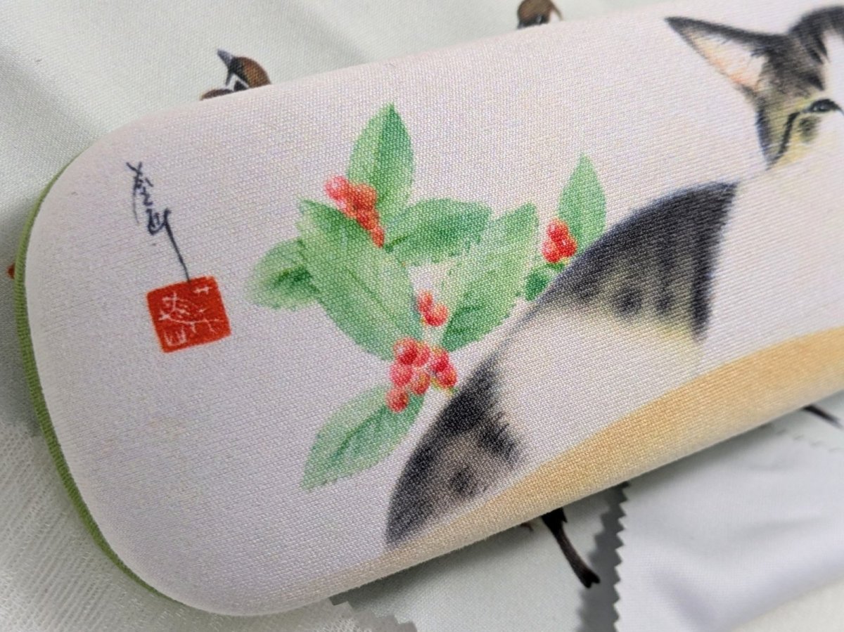 画像8: メガネケース（スズメのメガネ拭き付） (8)