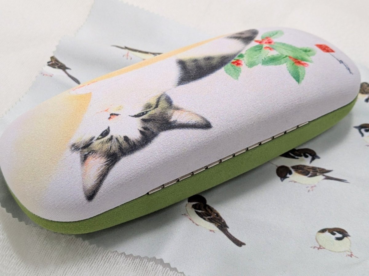 画像9: メガネケース（スズメのメガネ拭き付） (9)