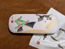画像1: メガネケース（スズメのメガネ拭き付き・小物入れ） (1)